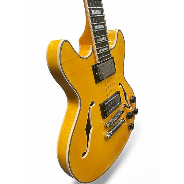 Used D'Angelico Premier Mini DC Yellow Hollow Body Electric Guitar