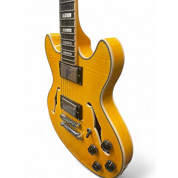 Used D'Angelico Premier Mini DC Yellow Hollow Body Electric Guitar