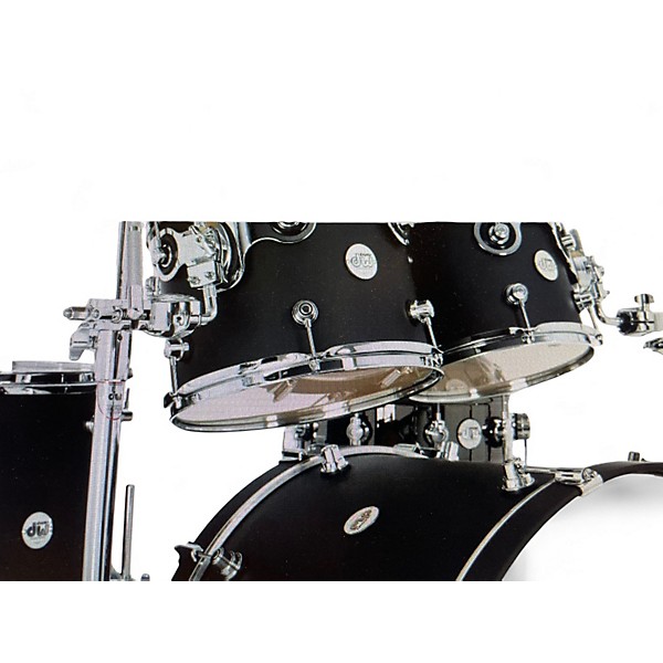 Used DW 5 Piece Design Series w/ 8" Design Series Rack Tom  Satin Black Drum Kit
