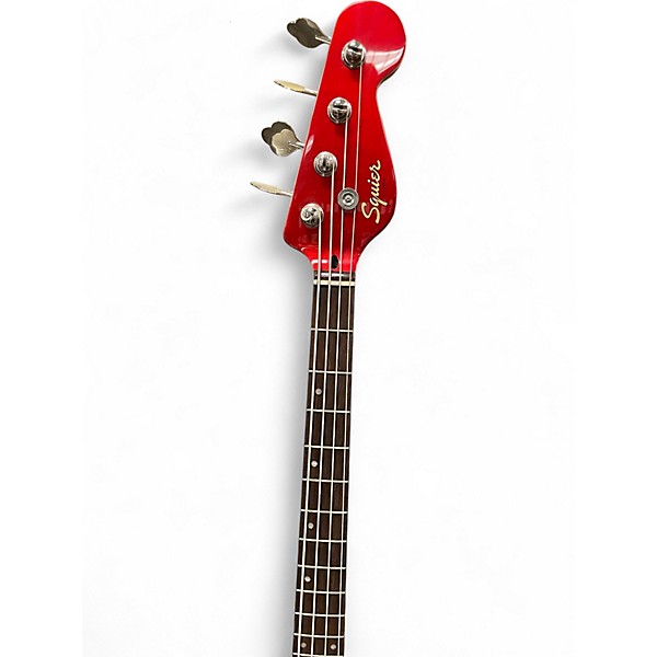 Used Squier Paranormal Rascal Bass HH  Guitar Candy Apple Red Electric Bass Guitar