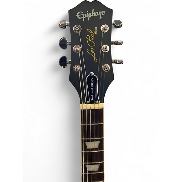 Used Epiphone Les Paul Traditional Pro IV Black and White Solid Body Electric Guitar