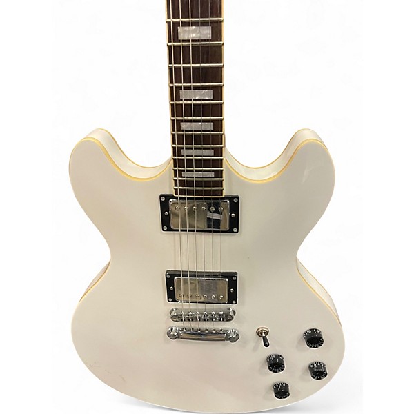 Used D'Angelico Premier Series DC Semi-Hollowbody Electric Guitar with No F- White Hollow Body Electric Guitar