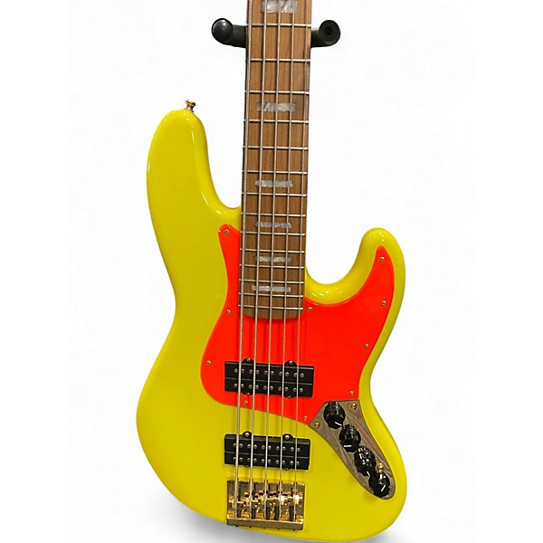 Used Fender MONONEON JAZZ BASS V NEON YELLOW Electric Bass Guitar