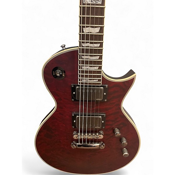 Used ESP LTD EC401QM Red Solid Body Electric Guitar