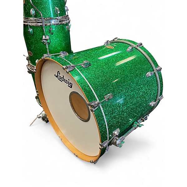 Used Ludwig 6 Piece Centennial Green Sparkle Drum Kit