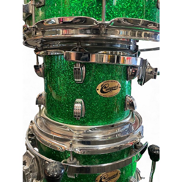 Used Ludwig 6 Piece Centennial Green Sparkle Drum Kit