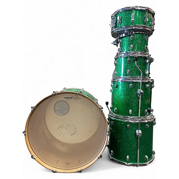 Used Ludwig 6 Piece Centennial Green Sparkle Drum Kit