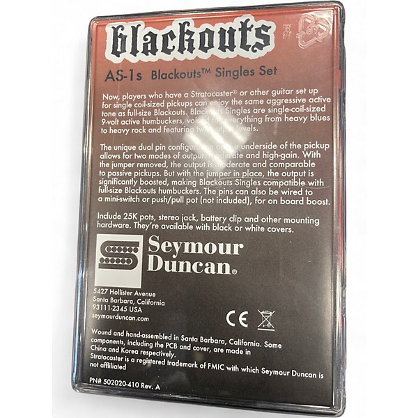 Used Seymour Duncan AS-1s Blackouts Singles Set Single Coil Guitar Pickup