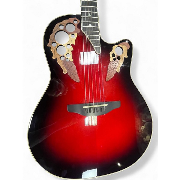 Used Ovation 1868 Elite Red Acoustic Electric Guitar