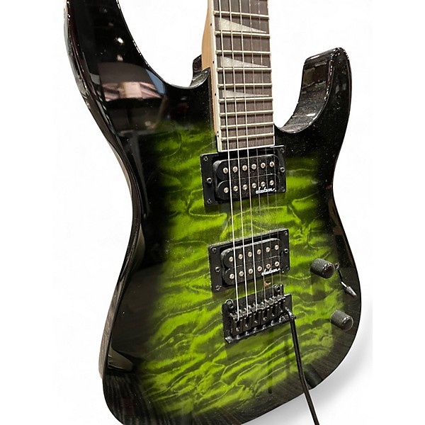 Used Jackson JS32TQ Dinky Transparent Green Burst Solid Body Electric Guitar