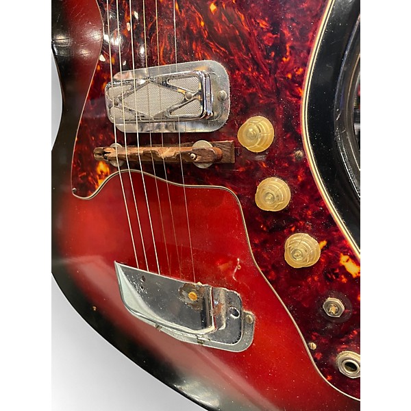 Vintage 1960s Silvertone Silhouette 3 Color Sunburst Solid Body Electric Guitar