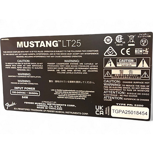 Used Fender Mustang LT25 25W 1x8 Guitar Combo Amp