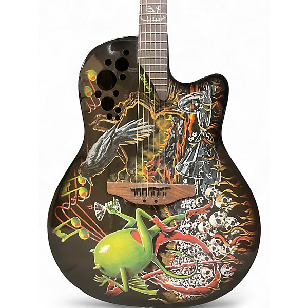 Used Ovation Dj Ashba Boneyard artist signature limited Dja34 Dem Black and Green Acoustic Guitar