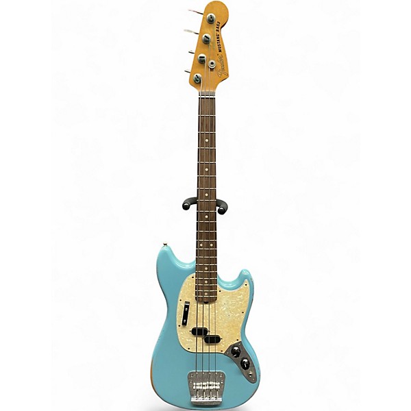Used 2018 Fender JMJ Road Worn Mustang Bass Daphne Blue Electric Bass Guitar