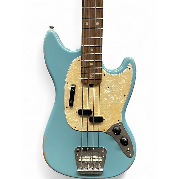 Used 2018 Fender JMJ Road Worn Mustang Bass Daphne Blue Electric Bass Guitar