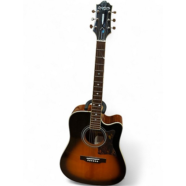 Used Epiphone DR500MCE Masterbuilt Vintage Sunburst Acoustic Electric Guitar