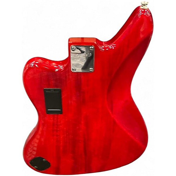 Used Squier Jaguar Bass Red Electric Bass Guitar
