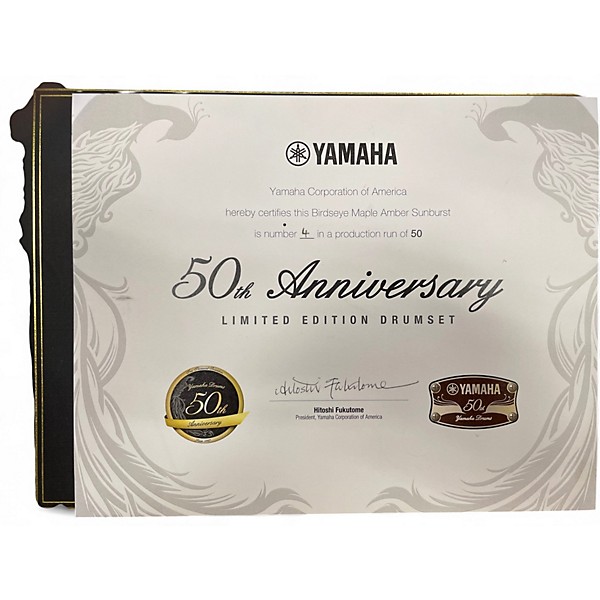 Used 2017 Yamaha 5 Piece 50th Anniversary 5-Piece Birdseye Maple Shell Pack Amber Sunburst Drum Kit
