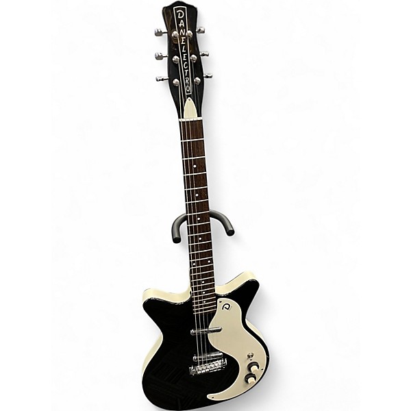 Used Danelectro nos+ Black and White Solid Body Electric Guitar