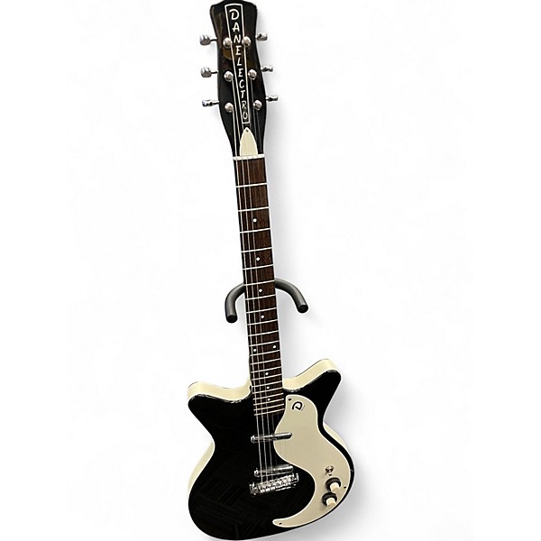 Used Danelectro nos+ Black and White Solid Body Electric Guitar