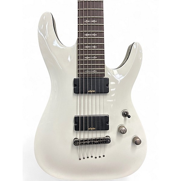 Used Schecter Guitar Research Demon 7 String White Solid Body Electric Guitar