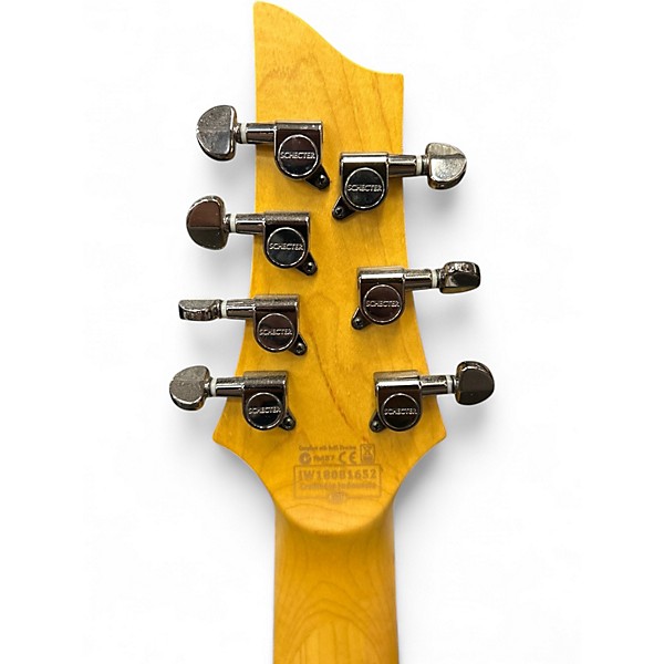 Used Schecter Guitar Research Demon 7 String White Solid Body Electric Guitar