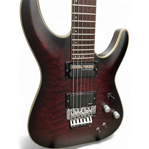 Used Schecter Guitar Research C1 Floyd Rose Platinum Crimson Red Burst Solid Body Electric Guitar
