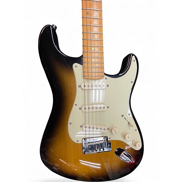 Used 2005 Fender American Deluxe Stratocaster V Neck 2 Tone Sunburst Solid Body Electric Guitar
