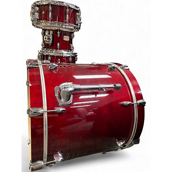 Used Yamaha 5 Piece Stage Custom cranberry red Drum Kit