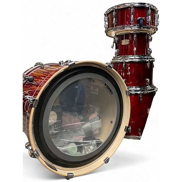 Used Yamaha 5 Piece Stage Custom cranberry red Drum Kit