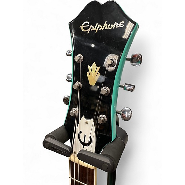 Vintage 1996 Epiphone Riviera TQ Turquoise Hollow Body Electric Guitar
