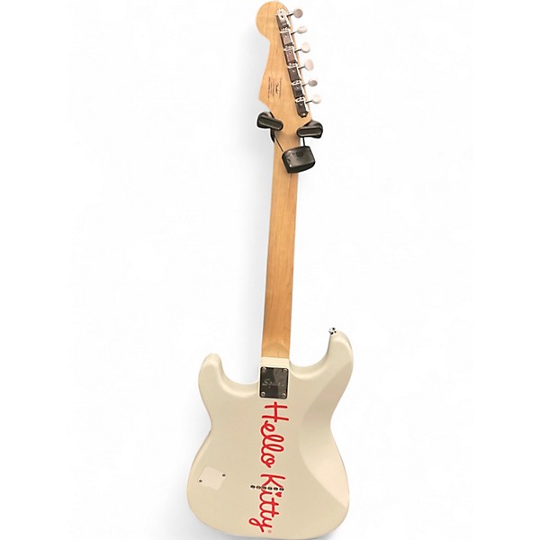 Used Squier Hello Kitty Stratocaster Single Hum White Solid Body Electric Guitar