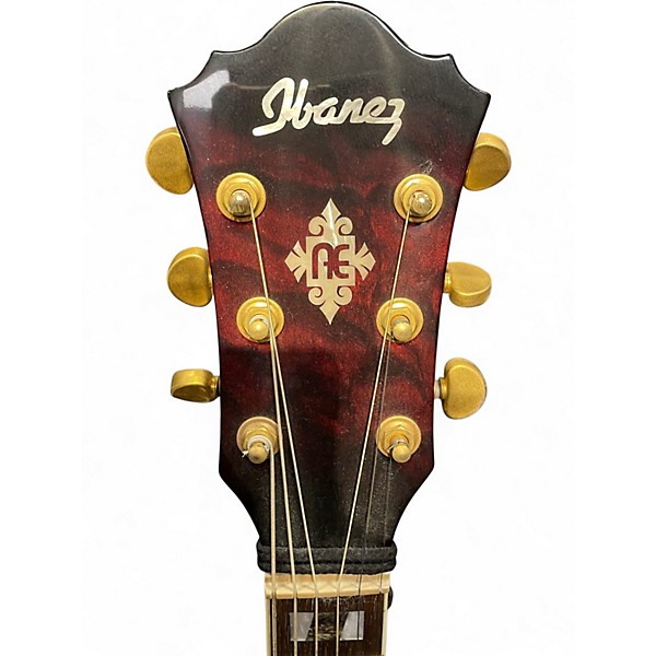 Used Ibanez AEF37E Trans Red Acoustic Electric Guitar