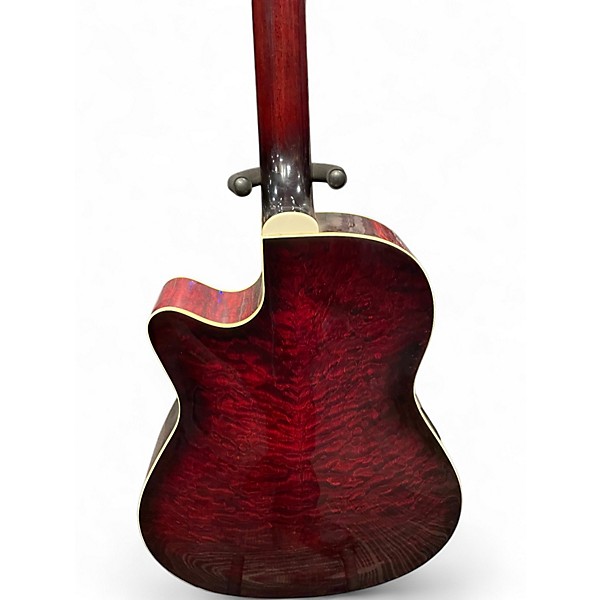 Used Ibanez AEF37E Trans Red Acoustic Electric Guitar