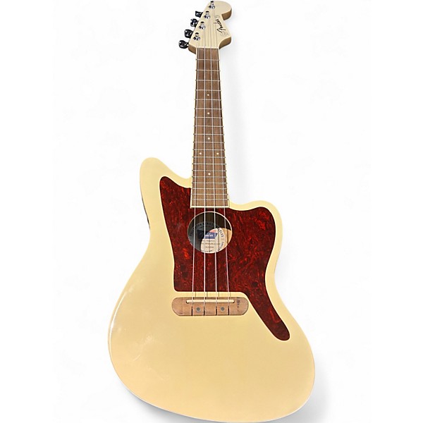 Used Fender Fullerton Jazzmaster Acoustic Electric Ukulele  Alpine White Ukulele