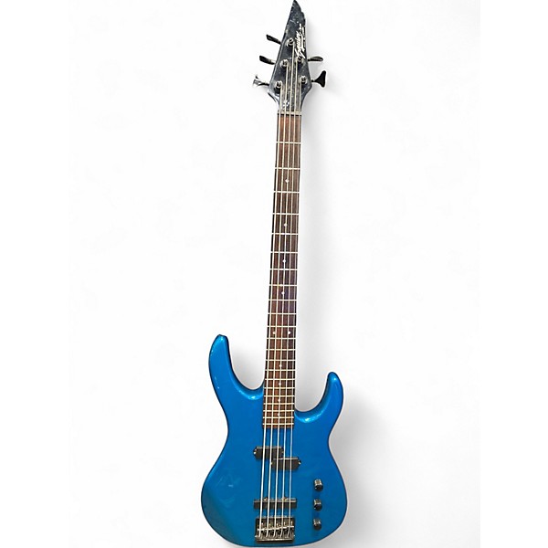 Used Squier HM 5 String Blue Electric Bass Guitar