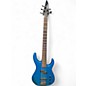 Used Squier HM 5 String Blue Electric Bass Guitar