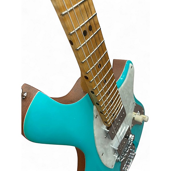 Used 2019 Malinoski Hornet Teal Solid Body Electric Guitar