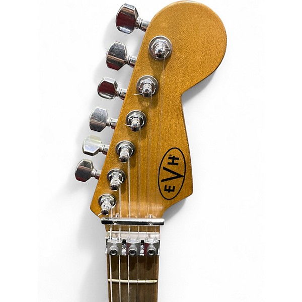 Used EVH Striped Series Frankie Red with Black and White Stripes Solid Body Electric Guitar