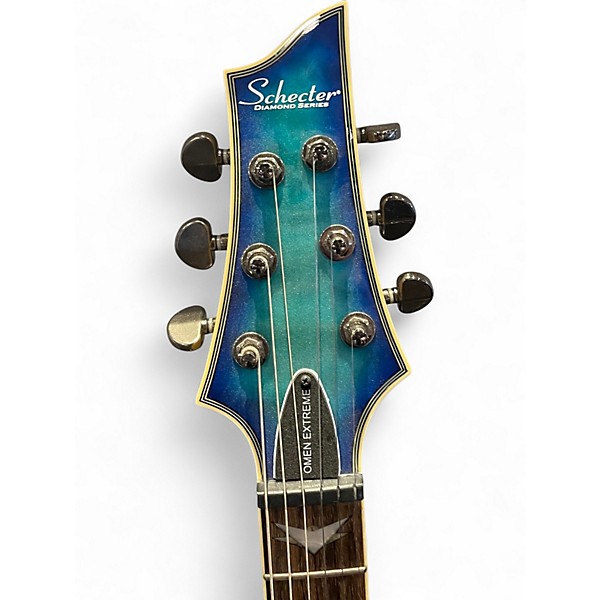 Used Schecter Guitar Research Omen Extreme 6 Ocean Blue Burst Solid Body Electric Guitar