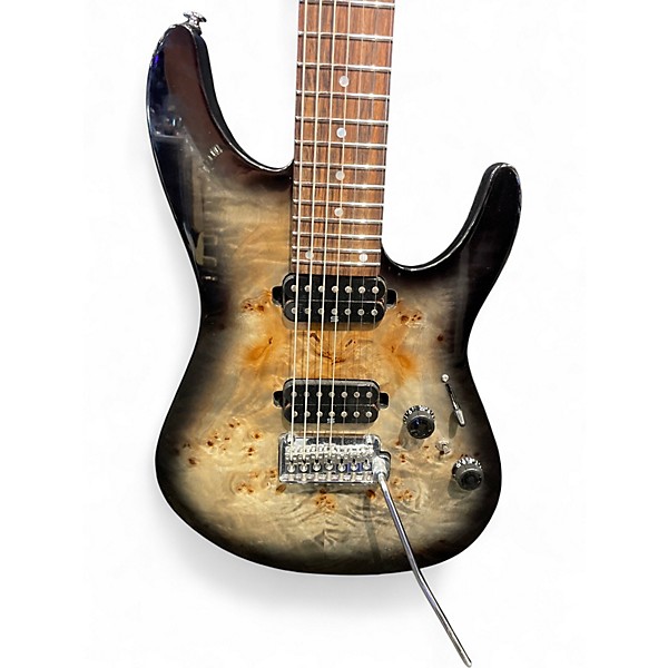Used Ibanez AZ premium 7 string Charcoal Black Burst Solid Body Electric Guitar