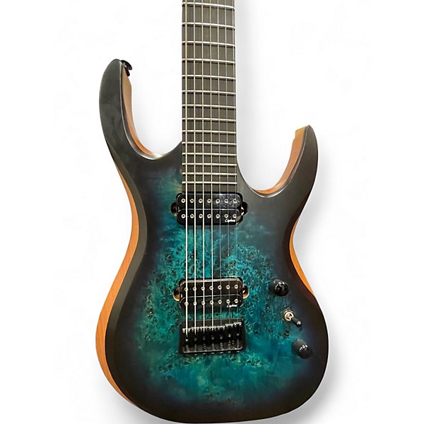 Used Agile Interceptor 7 string Aqua Burst Solid Body Electric Guitar