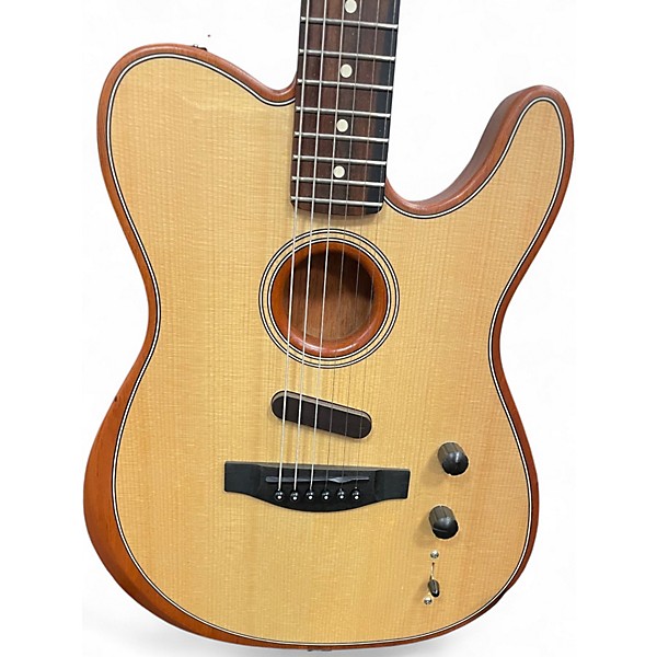Used Fender American Acoustasonic Telecaster Natural Acoustic Electric Guitar