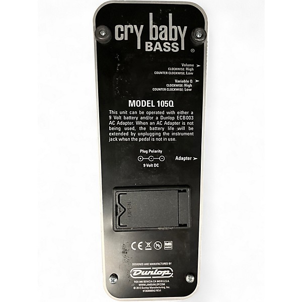 Used Dunlop 105Q Cry Baby Bass Wah Bass Effect Pedal