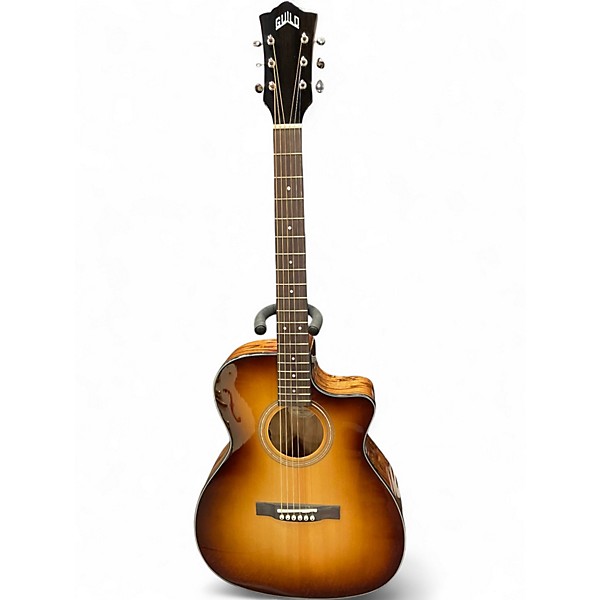 Used Guild OM260CE DELUXE BURL Sunburst Acoustic Electric Guitar