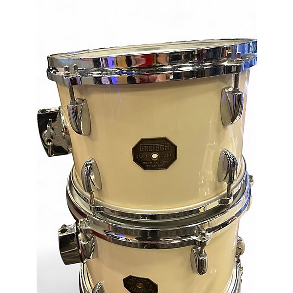 Vintage 1970s Gretsch Drums 4 Piece Stop Sign Badge shell pack white Drum Kit