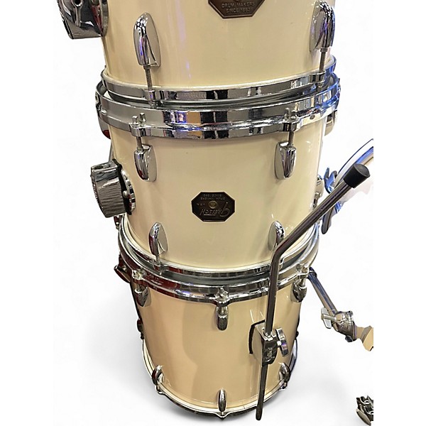 Vintage 1970s Gretsch Drums 4 Piece Stop Sign Badge shell pack white Drum Kit