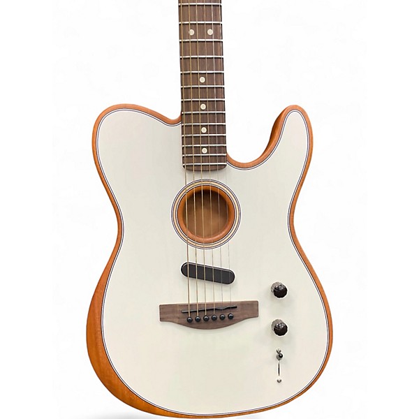 Used Fender Acoustasonic Player Telecaster Artic White Acoustic Electric Guitar