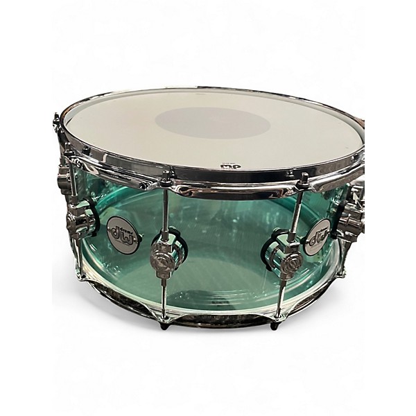 Used DW 6.5X12 Design Series Acrylic Snare Drum Sea Glass Drum