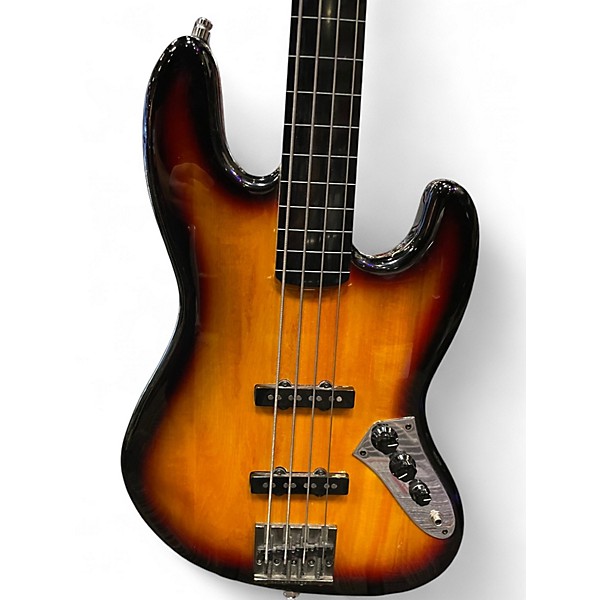 Used Squier Vintage Modified Fretless Jazz Bass 3 Tone Sunburst Electric Bass Guitar